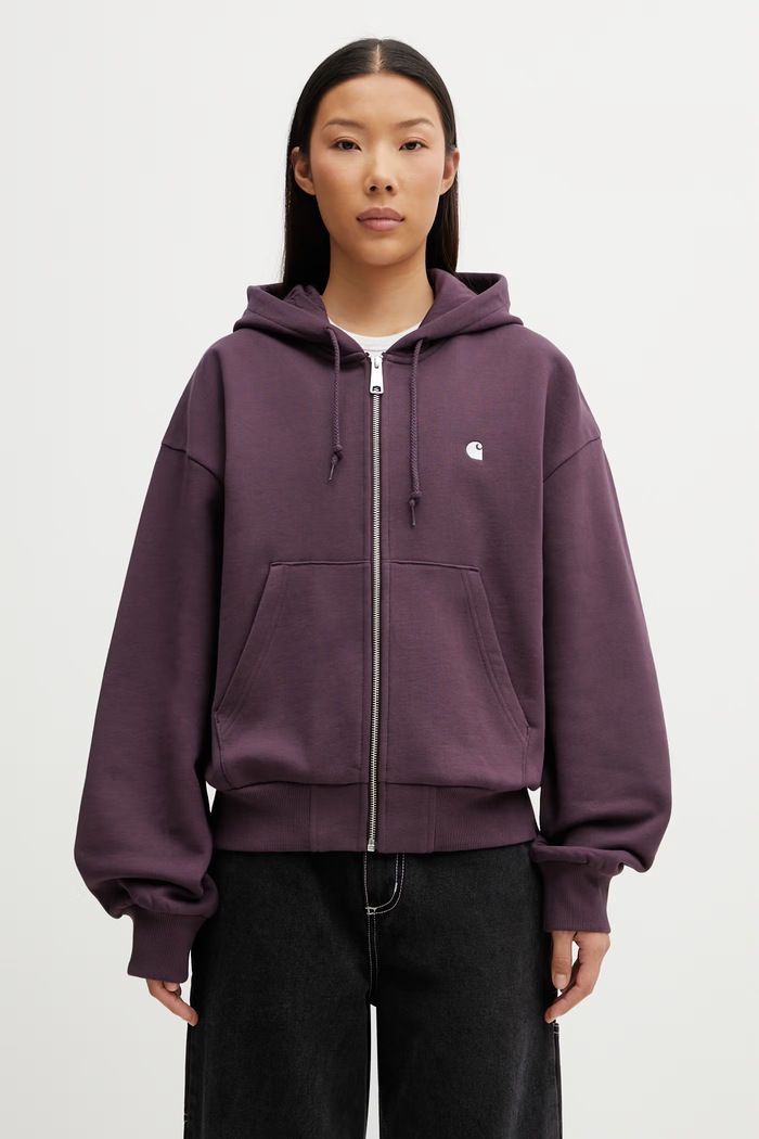 Carhartt WIP W' Hooded Casey Jacket oversize dukserica od pamuka za žene ljubičasta I032642.3MVXX