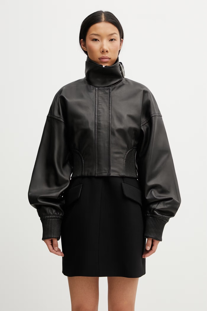 Sportmax Spxossido коротка куртка жіноча шкіряна чорний 2612441011600