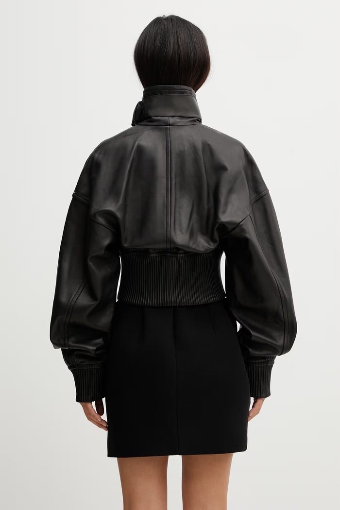 Одяг Sportmax Spxossido коротка куртка жіноча шкіряна 2612441011600 чорний