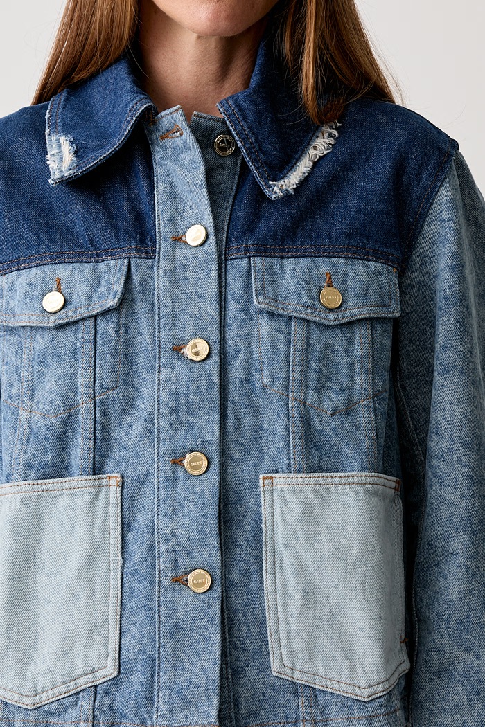 GANNI jachetă scurtă pentru femei din denim albastru A1010180