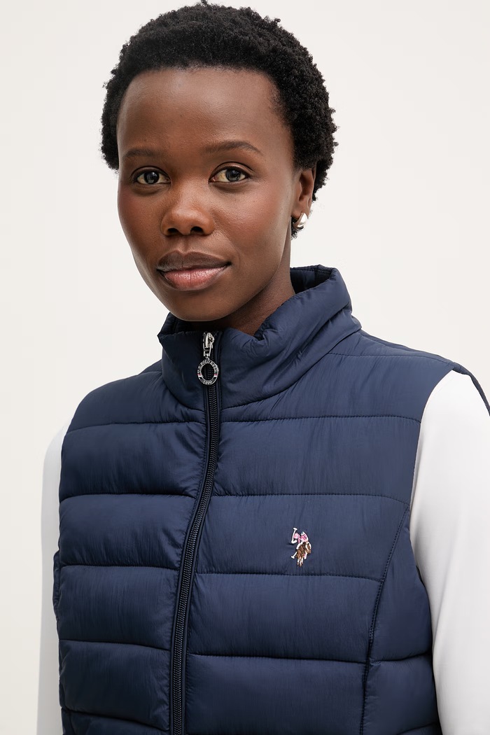 U.S. Polo Assn. vestă pentru femei Lightweight Puffer Gilet bleumarin WUP0367