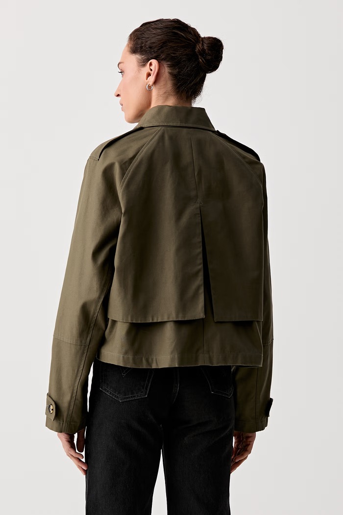 Ρούχα rag & bone κοντή καμπαρντίνα γυναικεία βαμβακερή Jamie RAB126S0MOW πράσινο