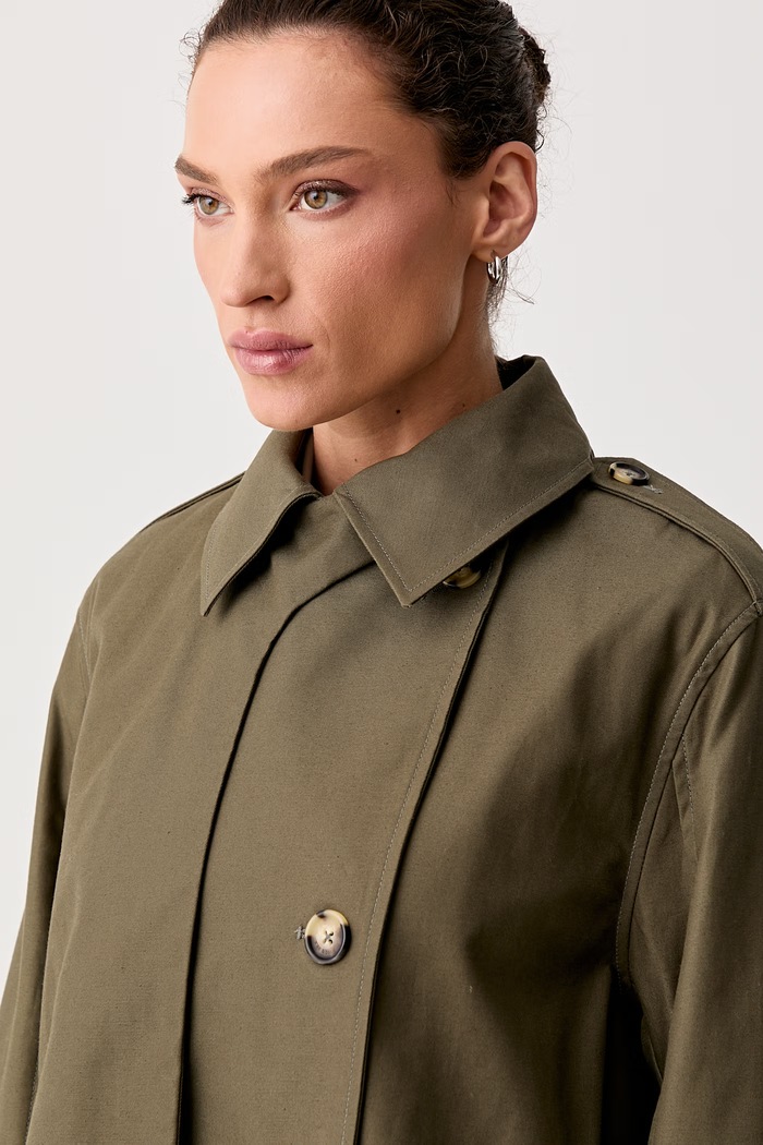 rag & bone κοντή καμπαρντίνα γυναικεία βαμβακερή Jamie πράσινο RAB126S0MOW