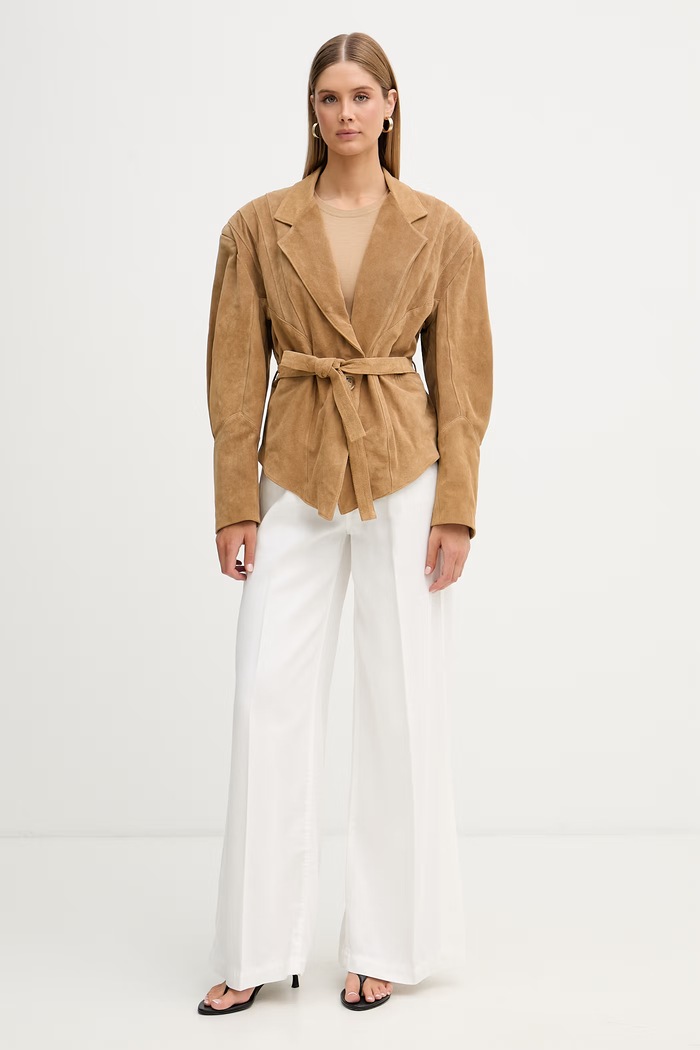 ViCOLO kimono bunda dámská kožená TAB0173 béžová AW26