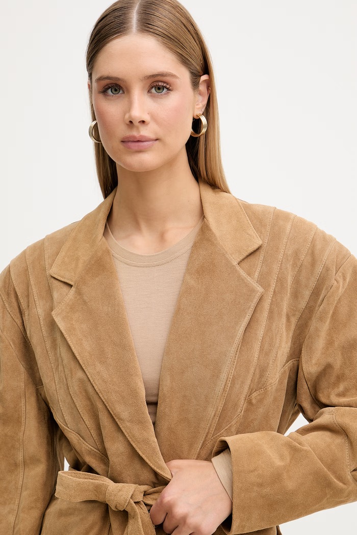 ViCOLO kimono bunda dámská kožená béžová TAB0173