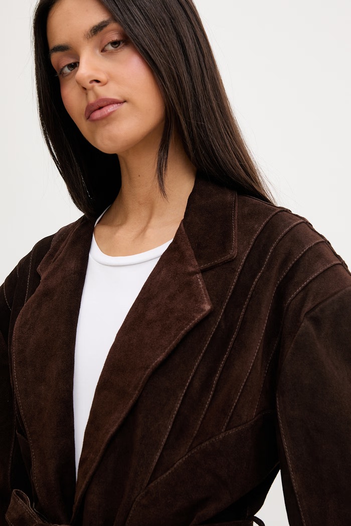 ViCOLO kimono bunda dámská kožená hnědá TAB0173