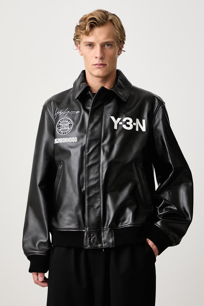 Y-3 Giacca in pelle da uomo nero KT4301