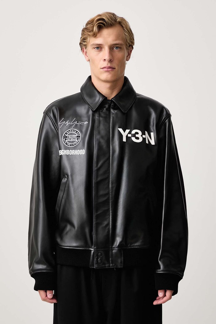 Giacca in pelle da uomo Y-3 nero KT4301