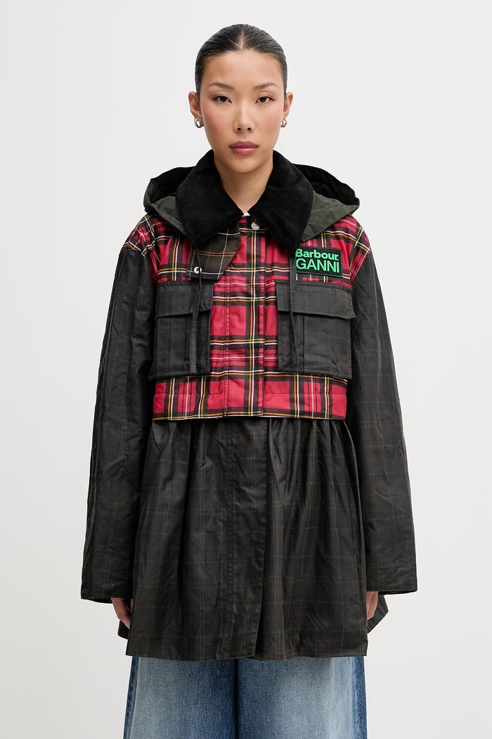 Barbour x Ganni kurtka przejściowa bawełniana zielony LWX1524TN11