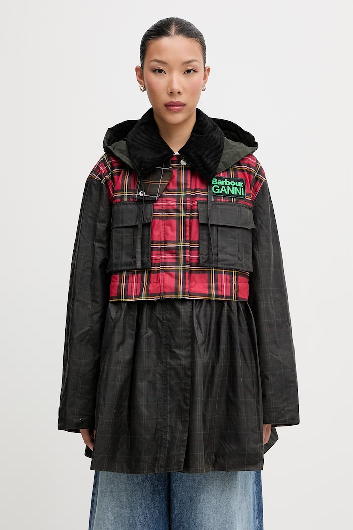 Barbour x Ganni kurtka przejściowa bawełniana zielony LWX1524TN11