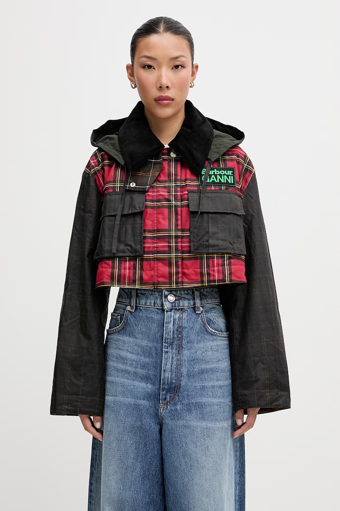 Barbour x Ganni kurtka przejściowa bawełniana zielony LWX1524TN11