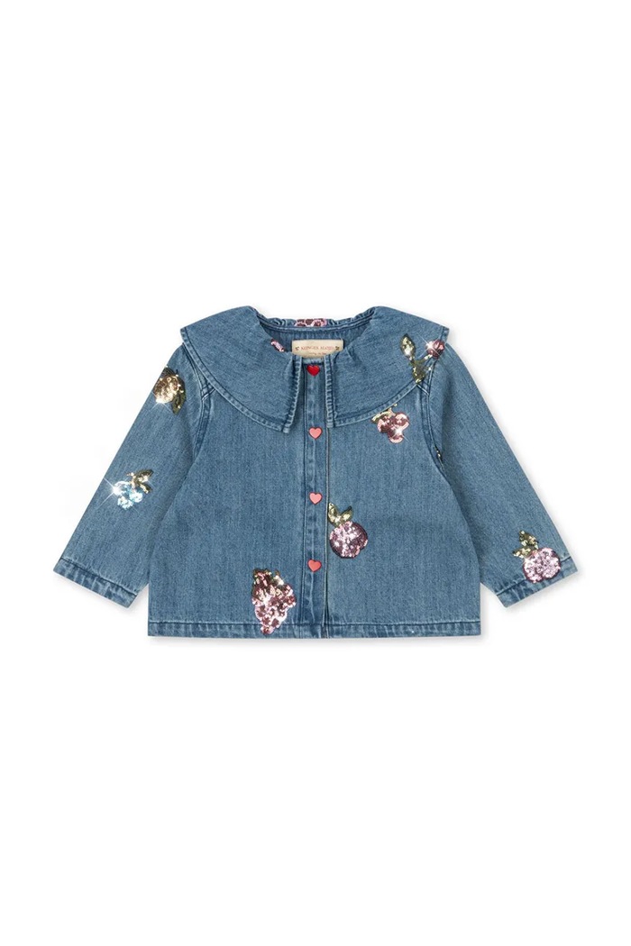 Konges Sløjd kurtka jeansowa dziecięca MAGOT SEQUIN DENIM SHIRT GOTS bez podszewki granatowy KS104363.PreSpring
