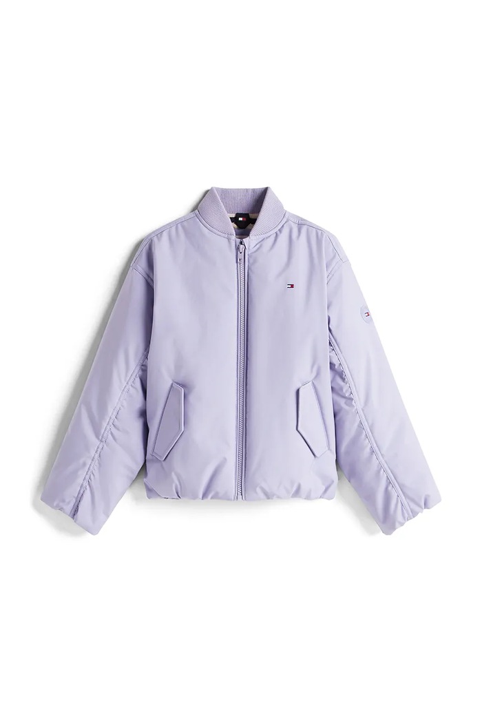 Detská bunda Tommy Hilfiger KG0KG08927.116.122.PPY2 fialová SS26