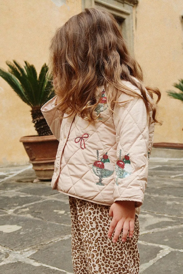 Detská bunda Konges Sløjd FLORA SEQUIN JACKET jemné zateplenie ružová KS104811.PPY2