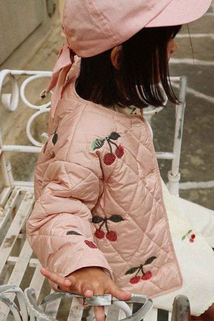 Konges Sløjd kurtka dziecięca FLORA SEQUIN JACKET bez kaptura różowy KS104811.PPY2