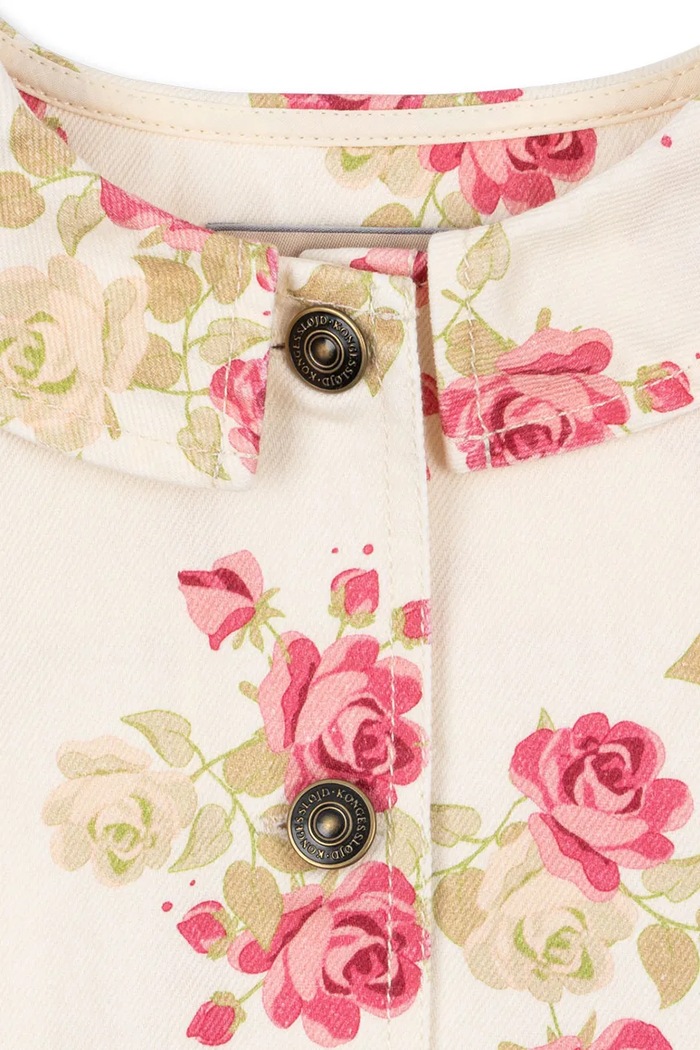 Dziewczynka Konges Sløjd kurtka jeansowa dziecięca MAGOT FRILL JACKET GOTS KS104969.PPY2 beżowy