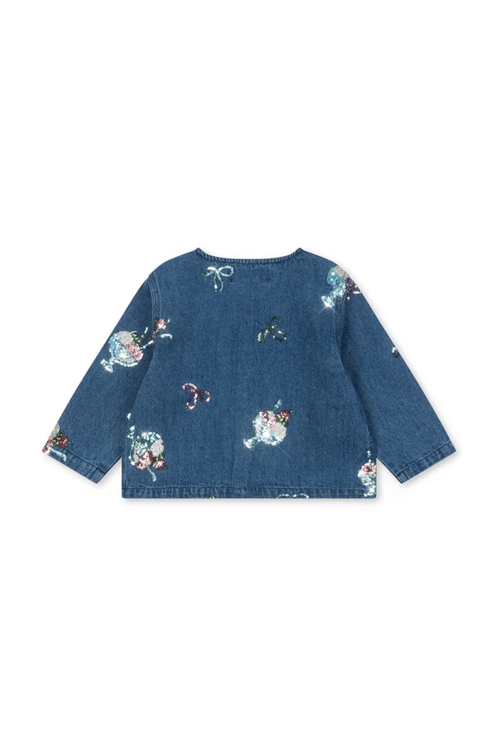 Dziewczynka Konges Sløjd kurtka jeansowa dziecięca MAGOT SEQUIN DENIM JACKET GOTS KS104974.PPY2 granatowy