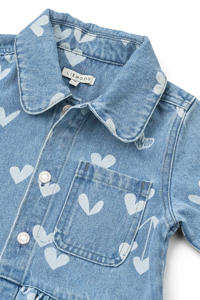 Detská rifľová bunda Liewood Kenza Printed Denim Overshirt modrá LW20630.PPY2