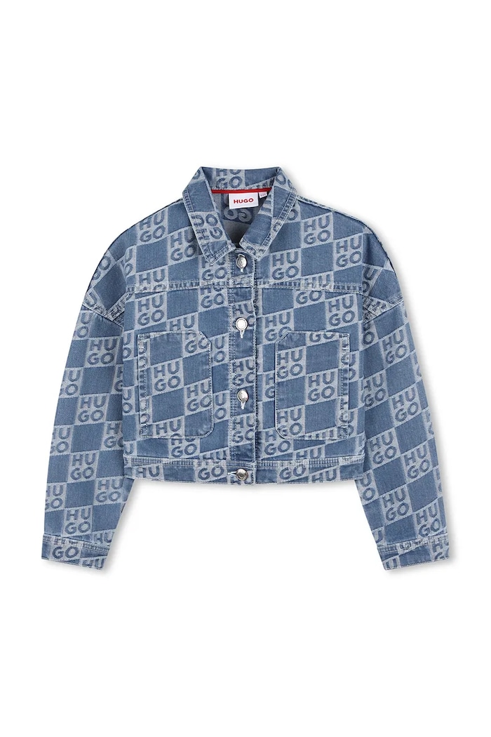 Otroška jeans jakna HUGO G01053.156.162 modra SS26