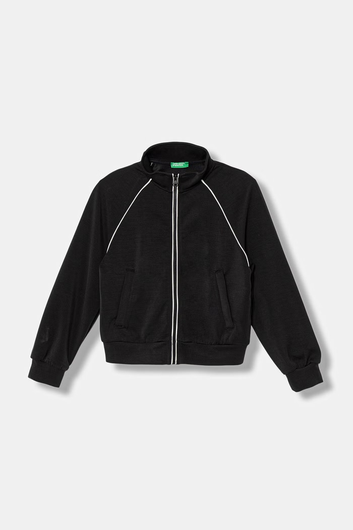 United Colors of Benetton detská mikina na zips čierna 3M9KC5062.G.Stagionale