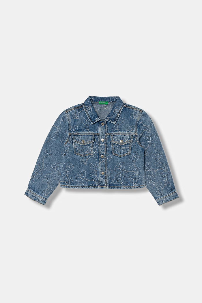 United Colors of Benetton džínsová bunda detská bavlnená modrá 2985GN04K.P.Stagionale
