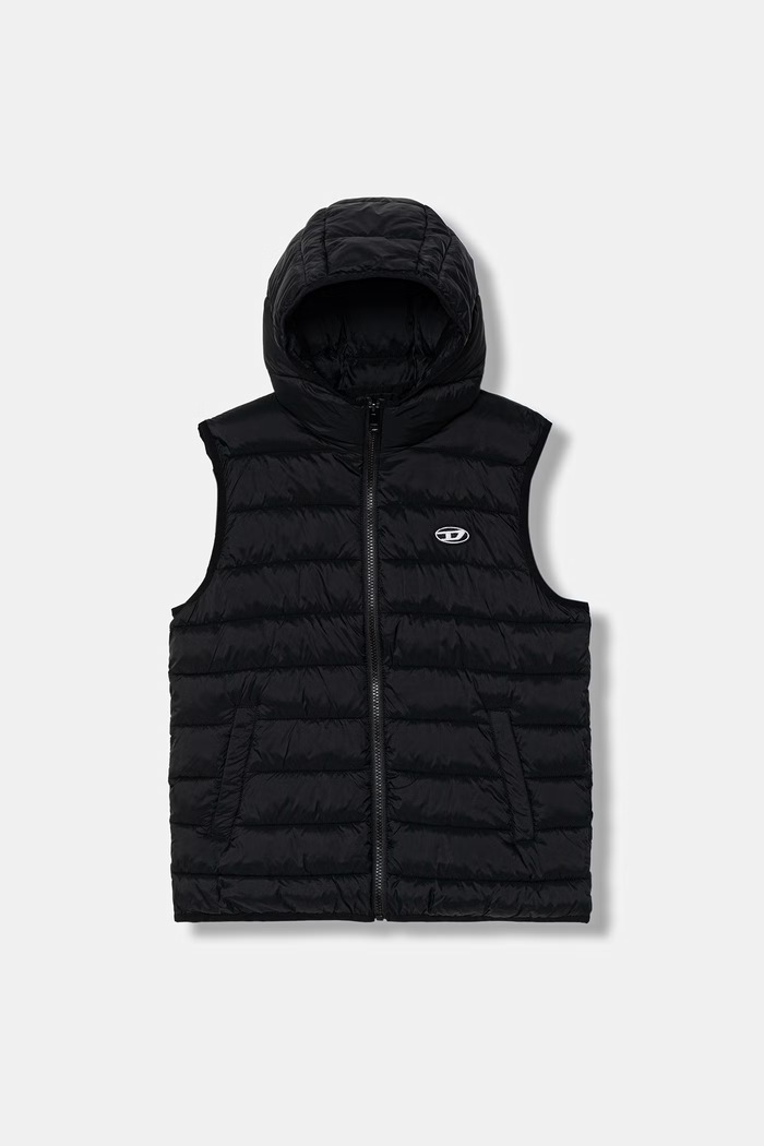 Detská vesta Diesel JTEMPLY JACKET jemné zateplenie čierna J02696.KXBT0