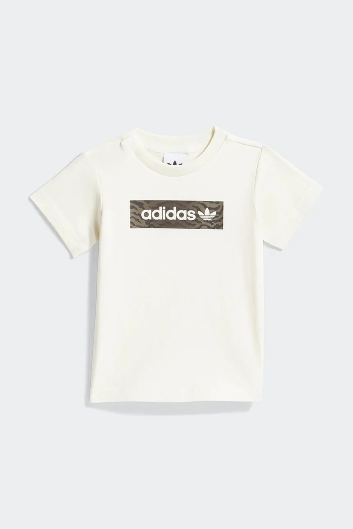 Detská bavlnená súprava adidas Originals KD5823 béžová SS26