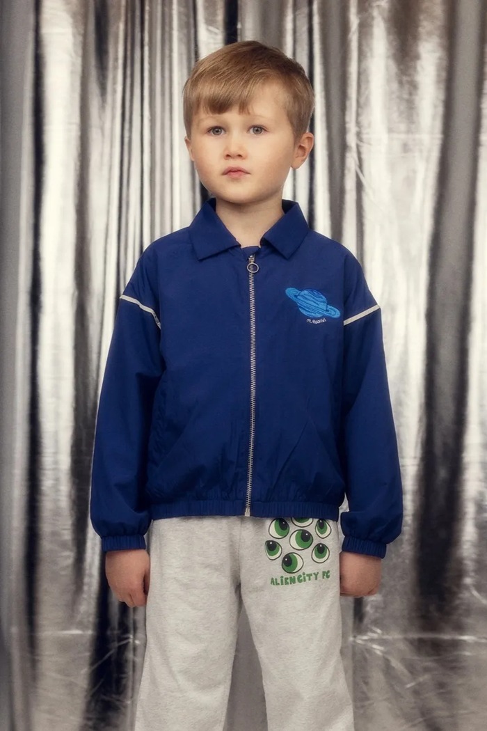 Detská bunda Mini Rodini Planet oversize modrá 26210105