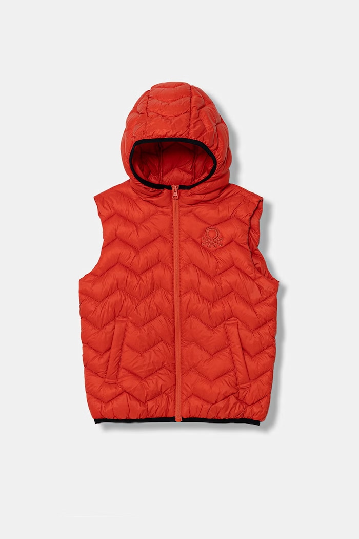 United Colors of Benetton detská vesta s kapucňou oranžová 2TWDCJ00R.G.Stagionale