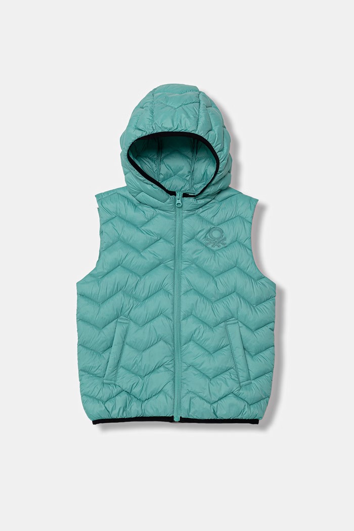 United Colors of Benetton detská vesta s kapucňou tyrkysová 2TWDCJ00R.G.Stagionale
