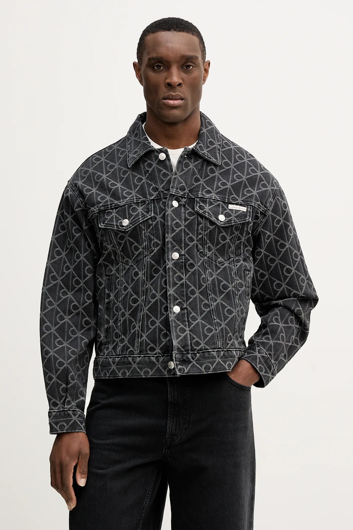 Rifľová bunda Calvin Klein Jeans bez kapucne čierna LV04RE773G