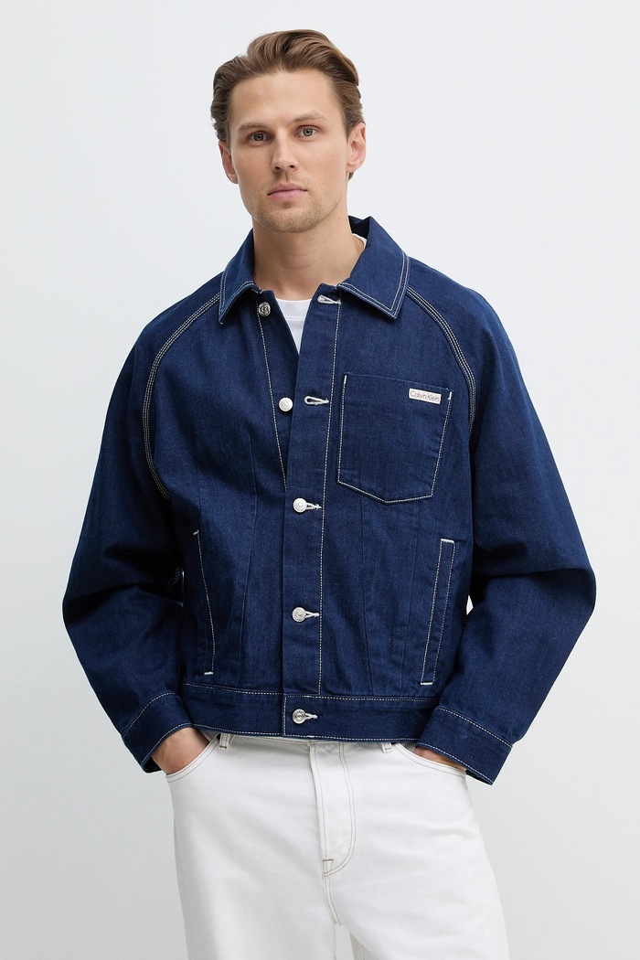Džínová bunda Calvin Klein Jeans riflovina modrá LV04RE734G