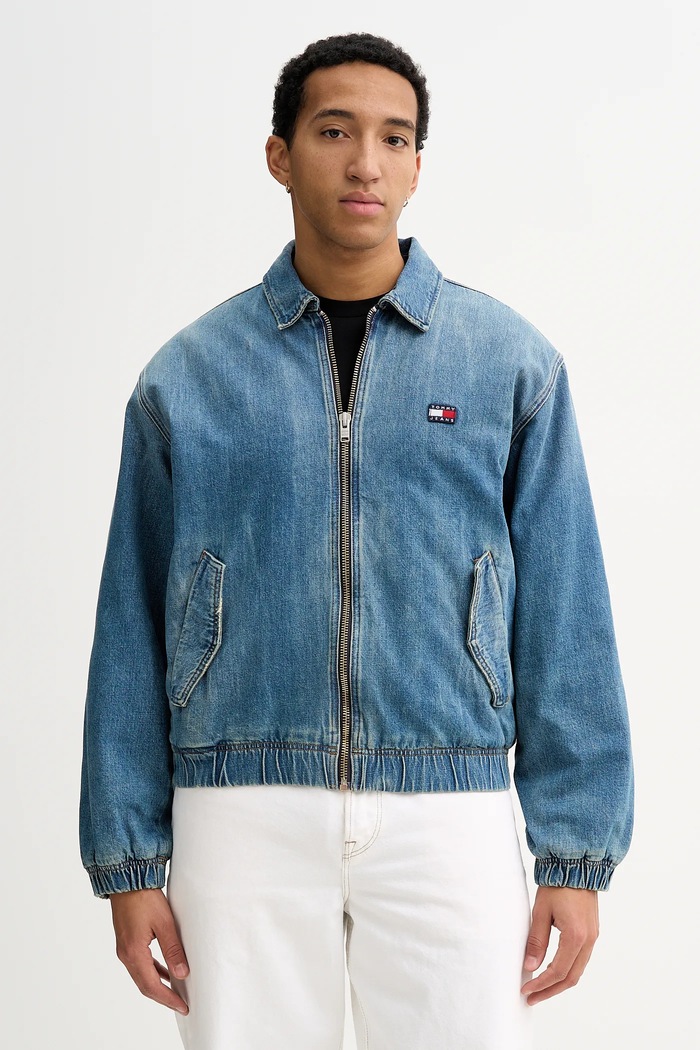 Τζιν μπουφάν Tommy Jeans χωρίς κουκούλα μπλε DM0DM22269