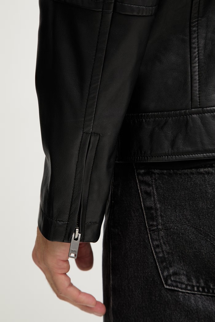 BOSS Orange geacă de piele Jogear 50552141 negru