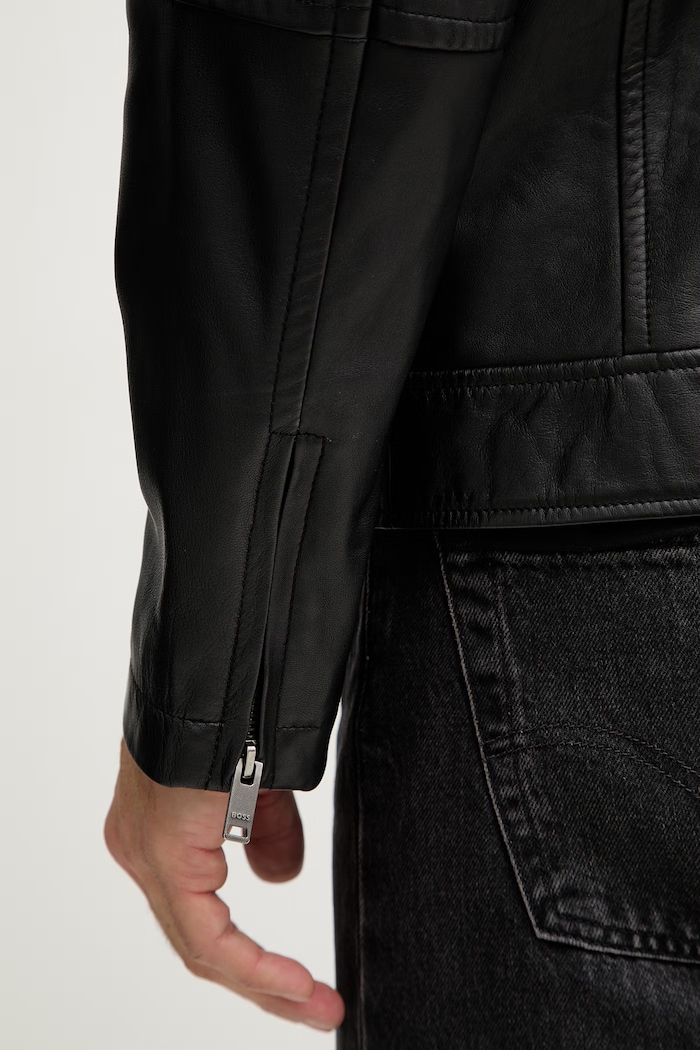 BOSS Orange geacă de piele Jogear 50552141 negru