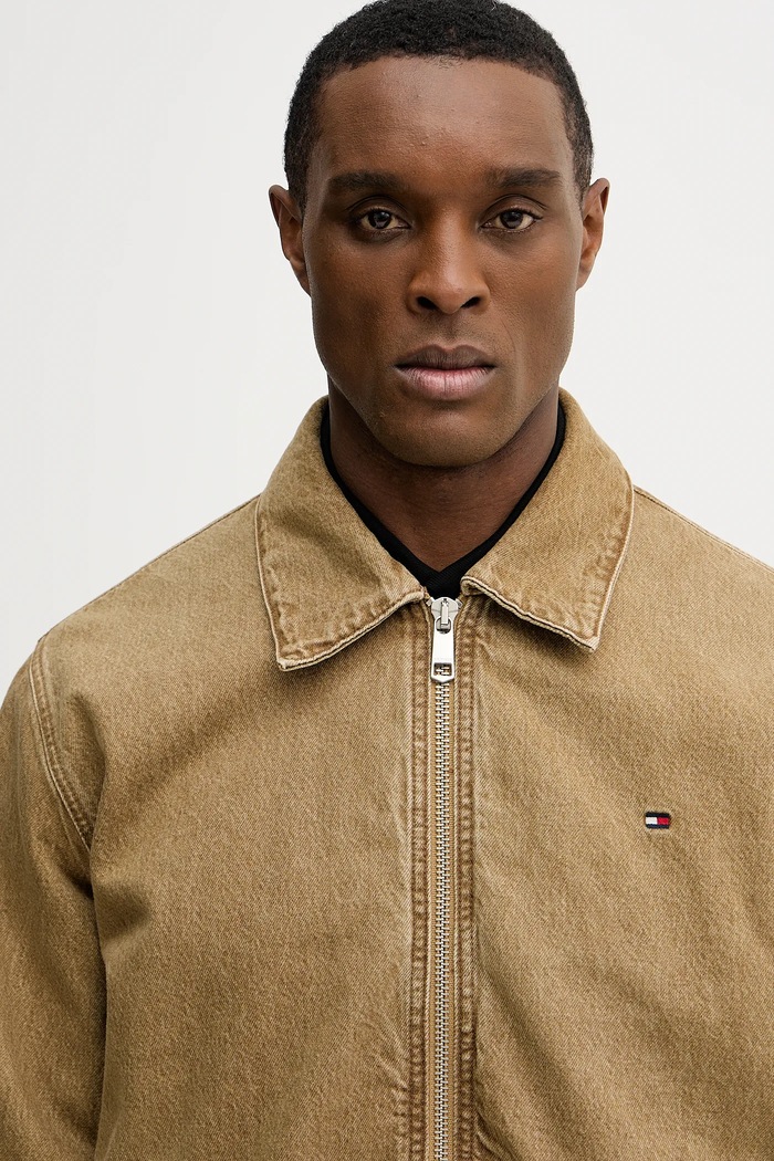 Памучно яке Tommy Hilfiger зелен MW0MW42576