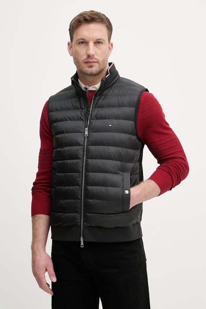 Tommy Hilfiger vestă bărbătească negru MW0MW41441