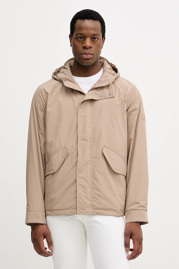 Bunda Tommy Hilfiger jemné zateplenie béžová MW0MW42563