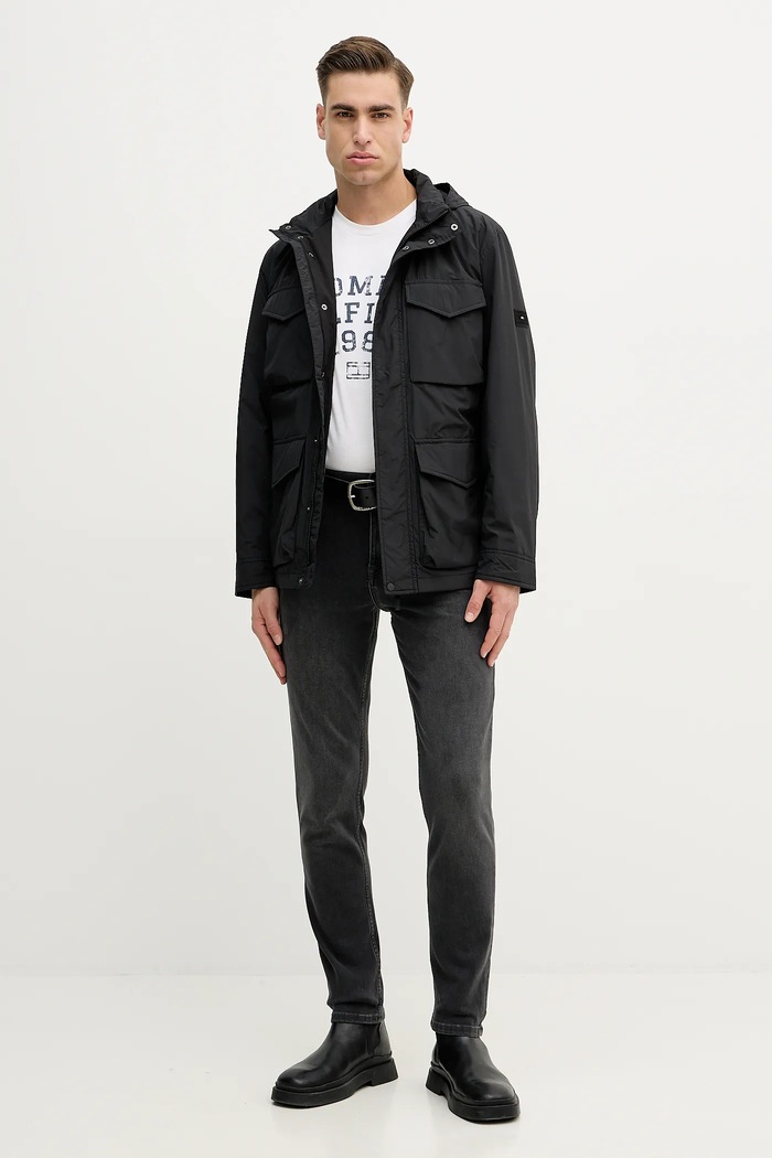 Μπουφάν Tommy Hilfiger MW0MW42568 μαύρο SS26