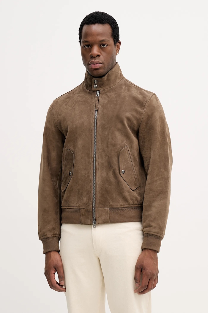 Tommy Hilfiger kurtka skórzana nieocieplane brązowy MW0MW42976