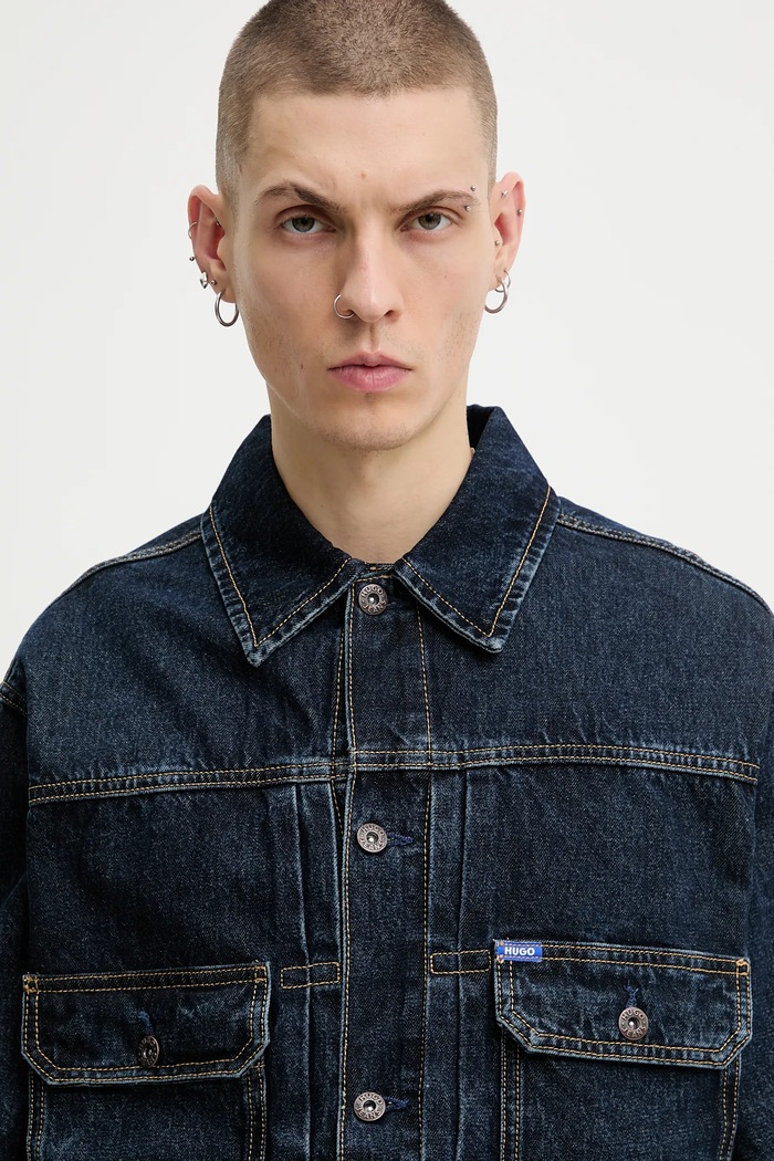 Τζιν μπουφάν Hugo Blue CASUAL T-SHIRT σκούρο μπλε 50553560