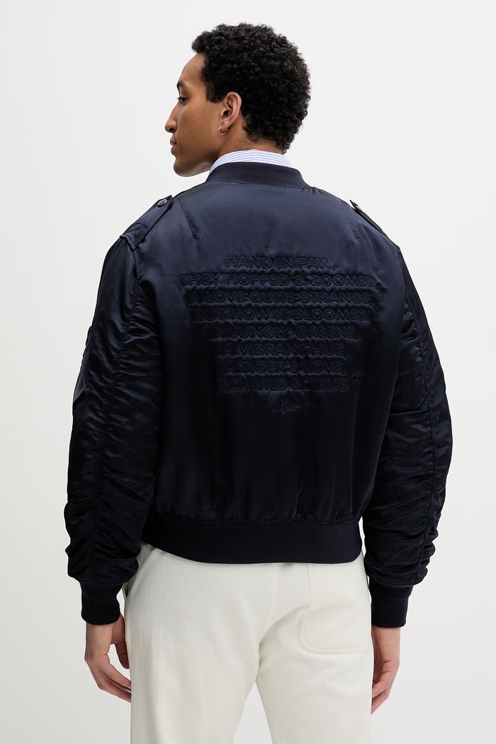 Ρούχα Kenzo bomber με λινό Ανδρικό FG55BL1829FX σκούρο μπλε