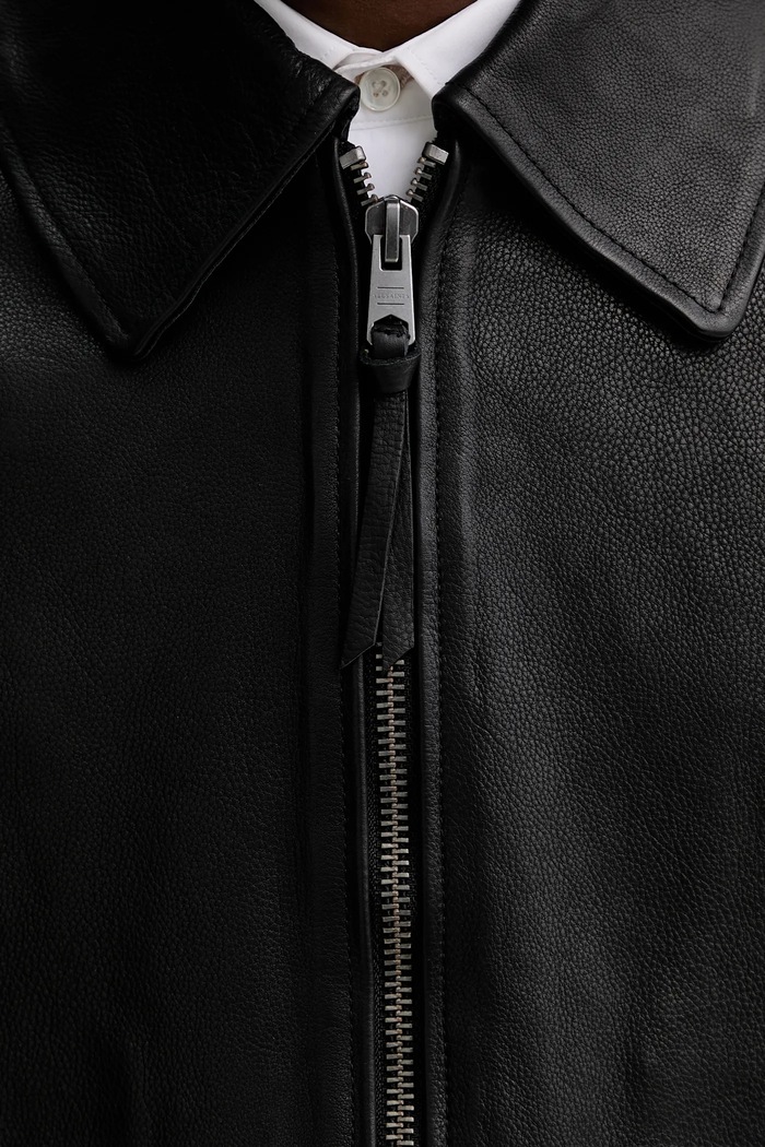 Kožená bunda AllSaints M054LD čierna