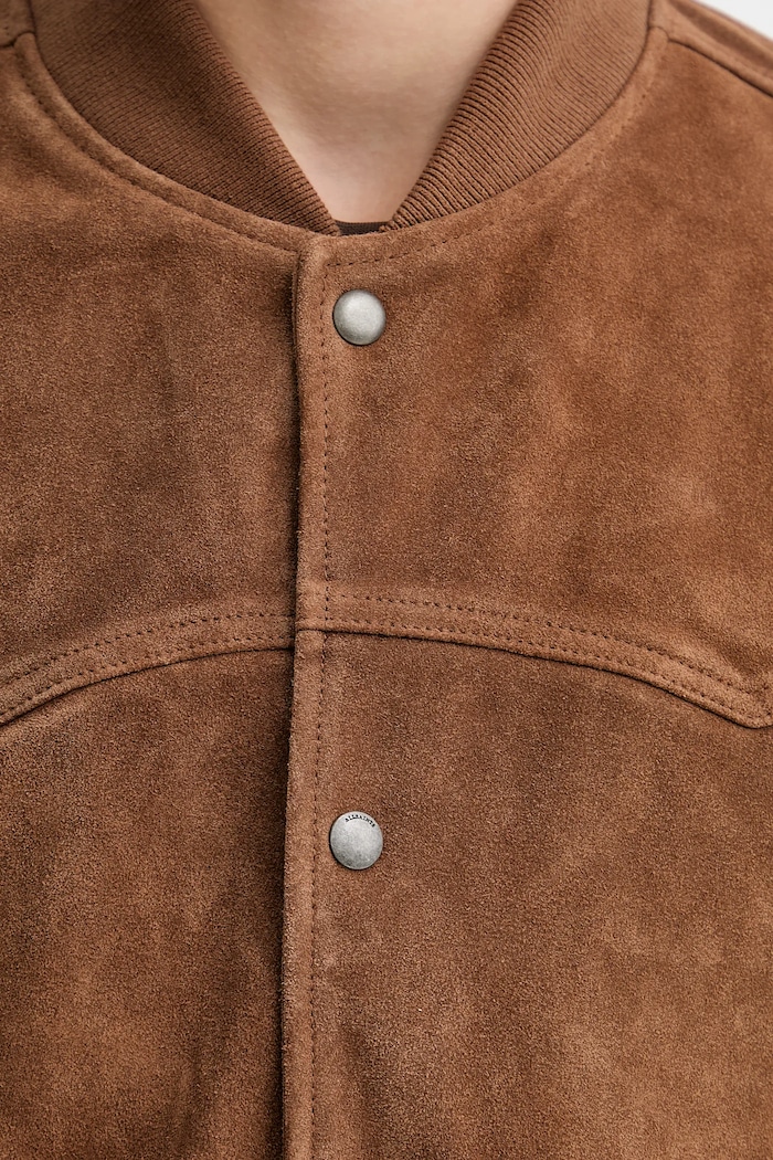 Semišová bunda bomber AllSaints M034LD hnedá