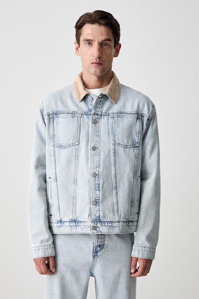 Drôle de Monsieur La Veste Jean Délavée kurtka jeansowa męska nieocieplane niebieski PERM.JT256.CO123.LBE