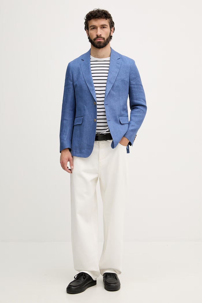 Hackett London мъжки от лен HM4400143R син SS26