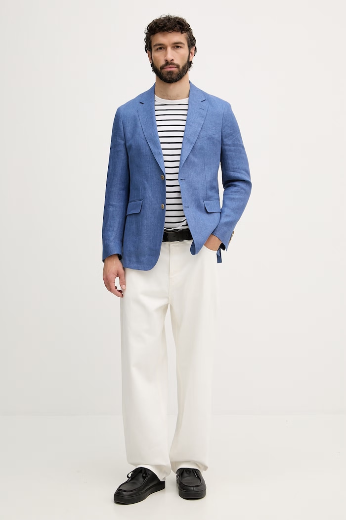 Hackett London мъжки от лен HM4400143R син SS26