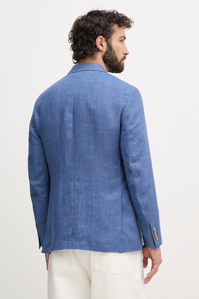 Дрехи Hackett London мъжки от лен HM4400143R син