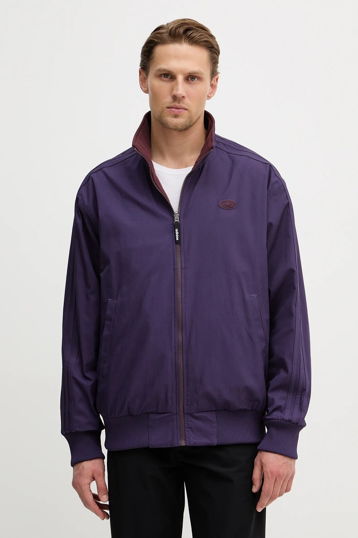 Obojstranná bunda adidas Originals Firebird jemné zateplenie fialová KS6844