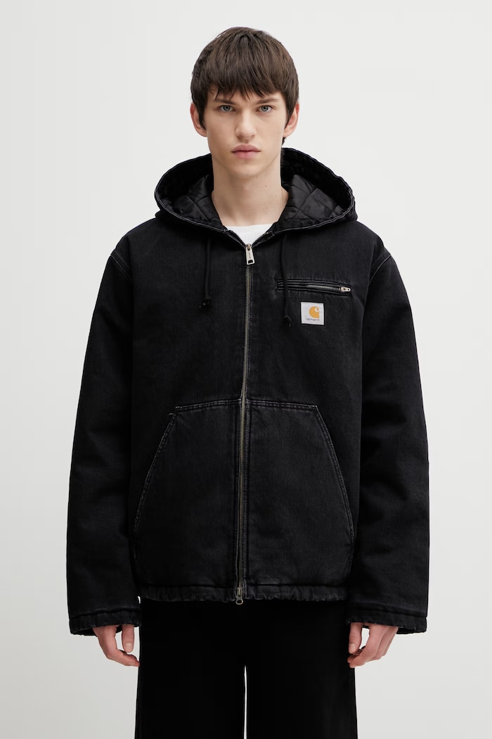 Хлопковая джинсовая куртка Carhartt WIP Cleveland Jacket переходная модель чёрный I036258.8906